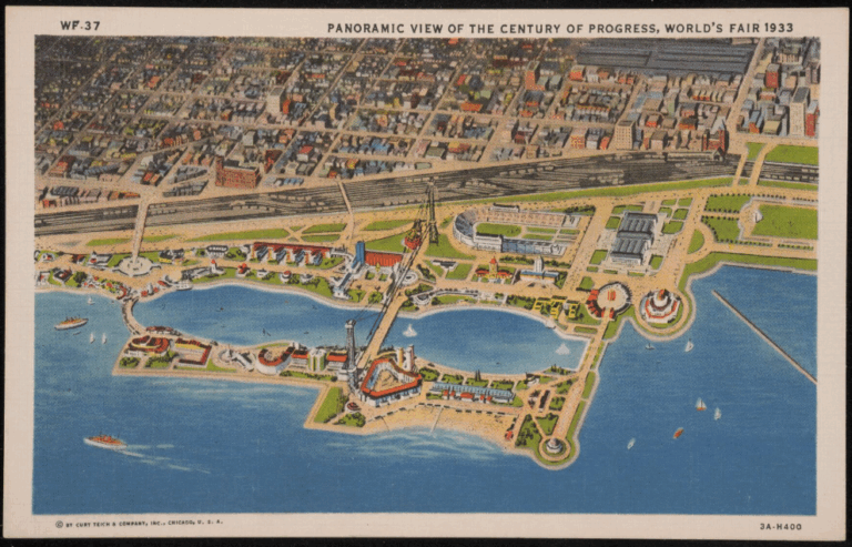 Panoramic View of the Century of Progress, World’s Fair, postcard (1933) - Newberry Library