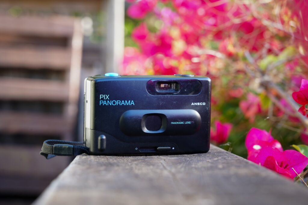 Front view of Ansco Pix Panorama camera