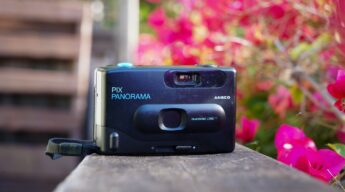 Front view of Ansco Pix Panorama camera