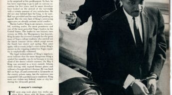 Article about Martin Luther King Jr, from Life magazine published November 7th 1960. Page 1 of 7, featuring a photo of MLK in handcuffs.