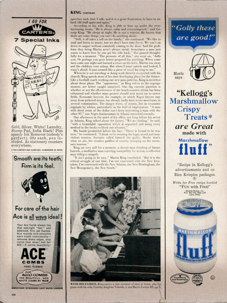 Article about Martin Luther King Jr, from Life magazine published November 7th 1960. Page 7 of 7.