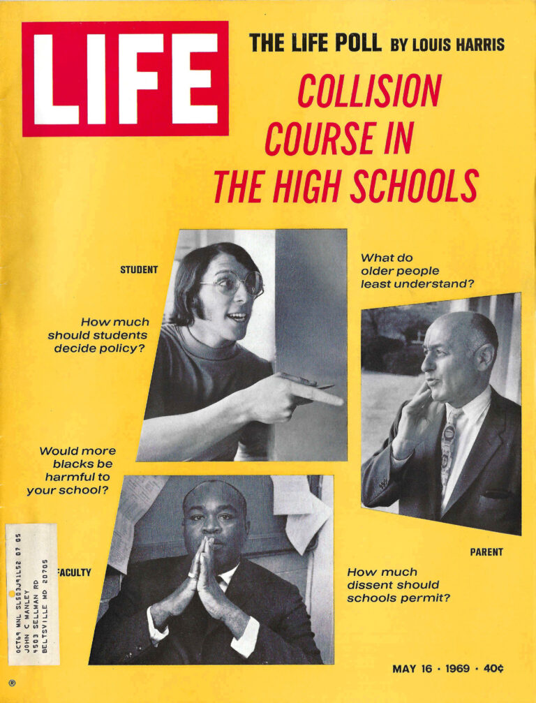 Cover of Life Magazine "Collision Course in The High Schools", Published May 16th, 1969