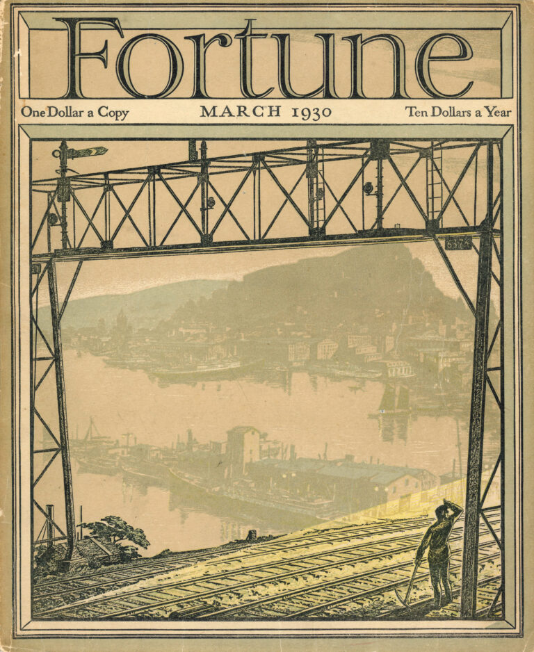 Cover of Fortune Magazine, March 1930 issue, oversized format with illustrated industrial-themed design.