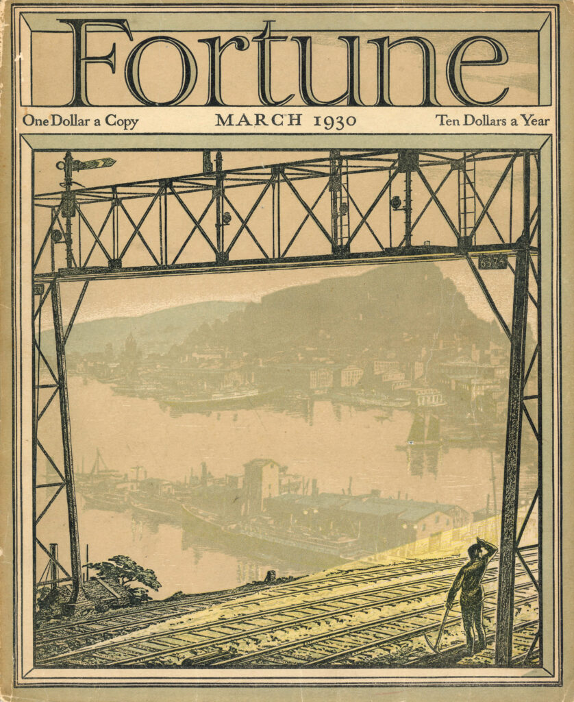Cover of Fortune Magazine, March 1930 issue, oversized format with illustrated industrial-themed design.