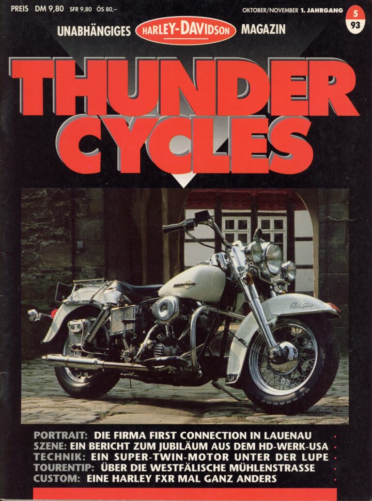 Cover of Thunder Cycles, A Harley Davidson Magazine published in German, 1993