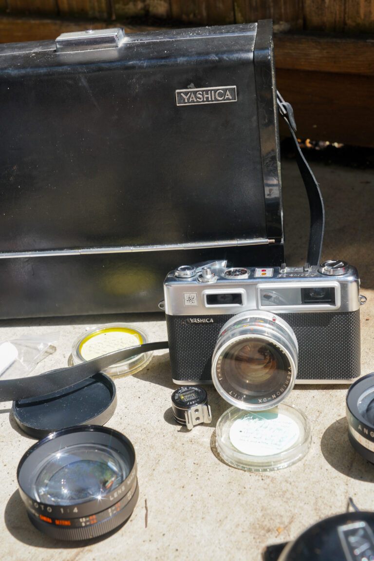 Yashica electro 35 film camera with original kit accessories and original Yashica Branded camera case