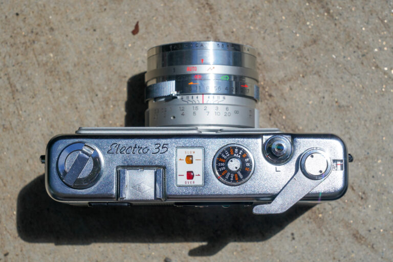 Top View of yashica electro 35 film camera in excellent condition