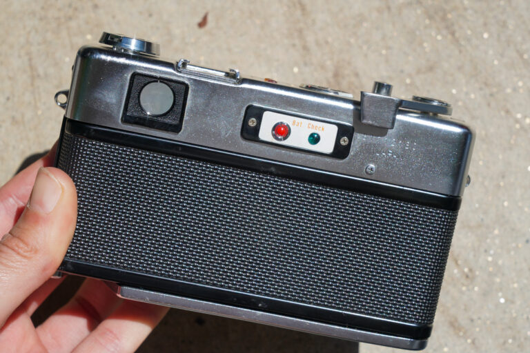 Back View of yashica electro 35 film camera in excellent condition