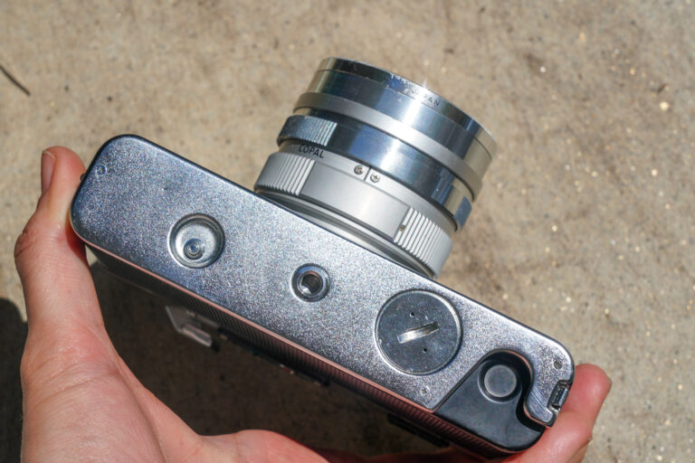 Bottom View of yashica electro 35 film camera in excellent condition